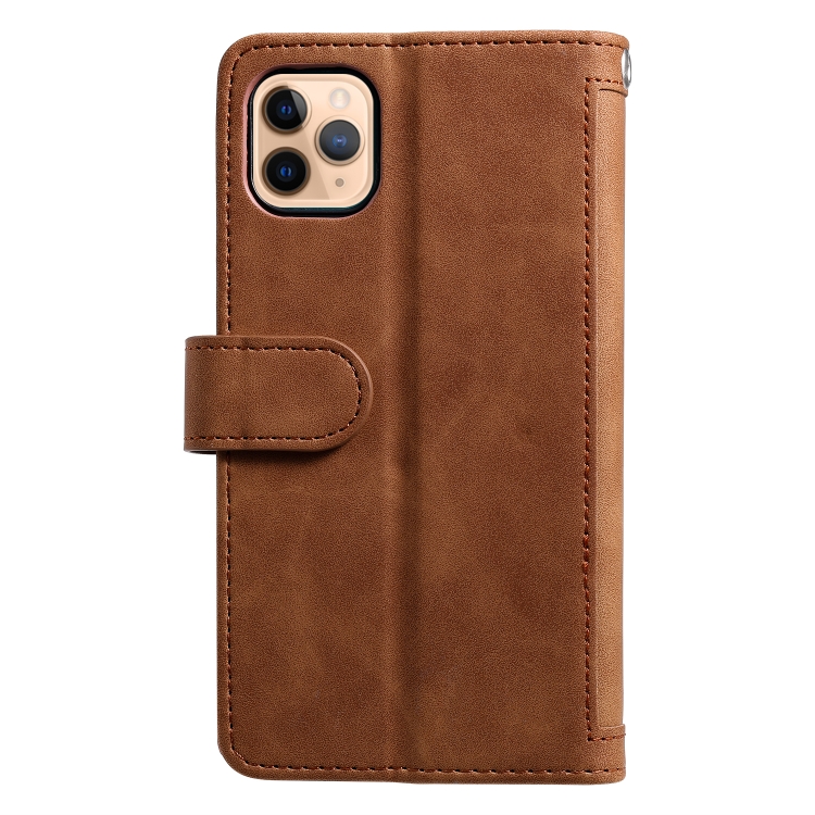 For iPhone 11 Pro Max Nine Card Zipper Bag Horizontal Flip Leather Case With Holder & Card Slots & Photo Frame & Wallet(Brown) - 2