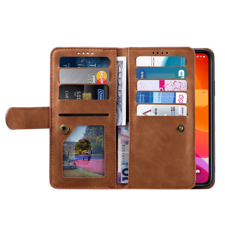 For iPhone 11 Pro Max Nine Card Zipper Bag Horizontal Flip Leather Case With Holder & Card Slots & Photo Frame & Wallet(Brown) - 3