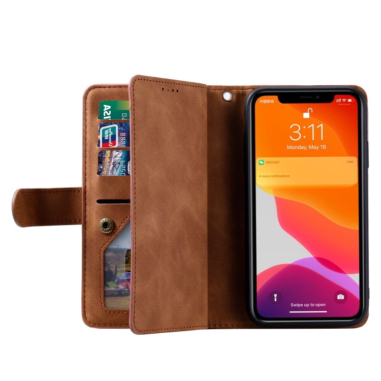 For iPhone 11 Pro Max Nine Card Zipper Bag Horizontal Flip Leather Case With Holder & Card Slots & Photo Frame & Wallet(Brown) - 4