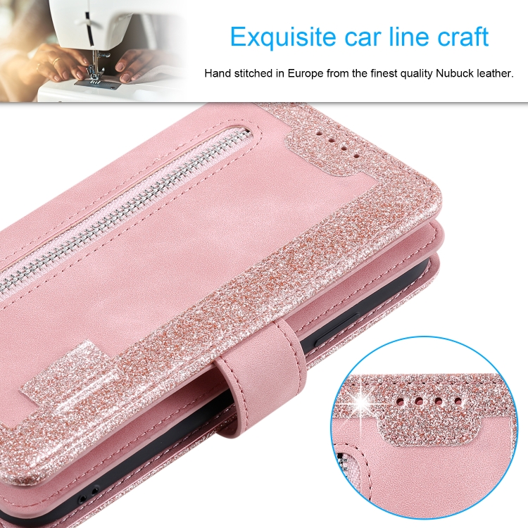 For iPhone 11 Pro Max Nine Card Zipper Bag Horizontal Flip Leather Case With Holder & Card Slots & Photo Frame & Wallet(Pink) - 10
