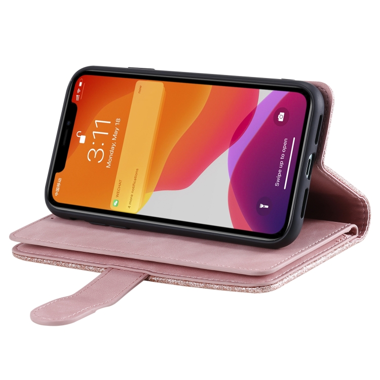 For iPhone 11 Pro Max Nine Card Zipper Bag Horizontal Flip Leather Case With Holder & Card Slots & Photo Frame & Wallet(Pink) - 5