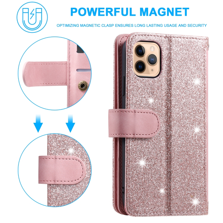 For iPhone 11 Pro Max Nine Card Zipper Bag Horizontal Flip Leather Case With Holder & Card Slots & Photo Frame & Wallet(Pink) - 9
