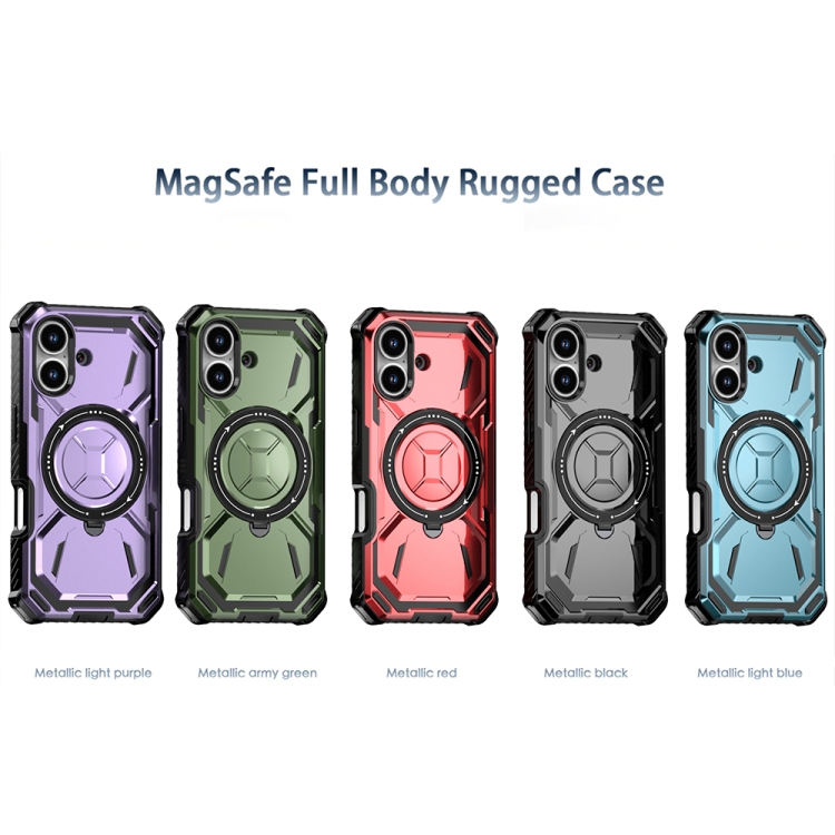 For iPhone 16 Plus Armor Series Holder Phone Case(Blue) For iPhone 16 Plus Armor Series Holder Phone Case(Blue)