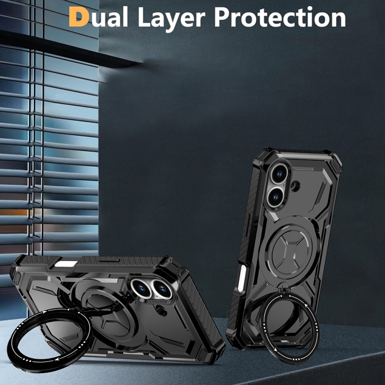 For iPhone 16 Plus Armor Series Holder Phone Case(Blue) For iPhone 16 Plus Armor Series Holder Phone Case(Blue)