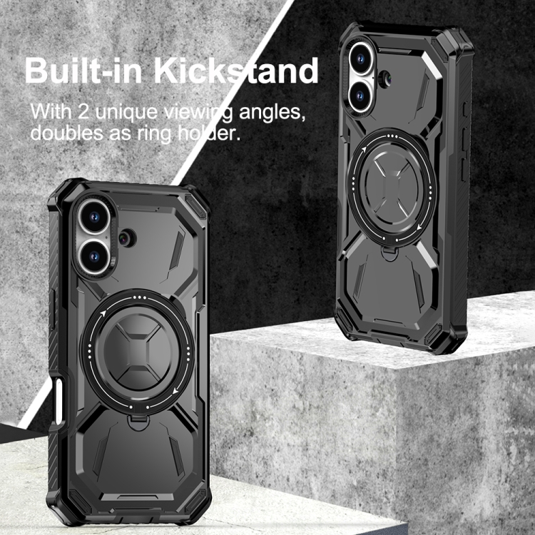For iPhone 16 Plus Armor Series Holder Phone Case(Blue) For iPhone 16 Plus Armor Series Holder Phone Case(Blue)