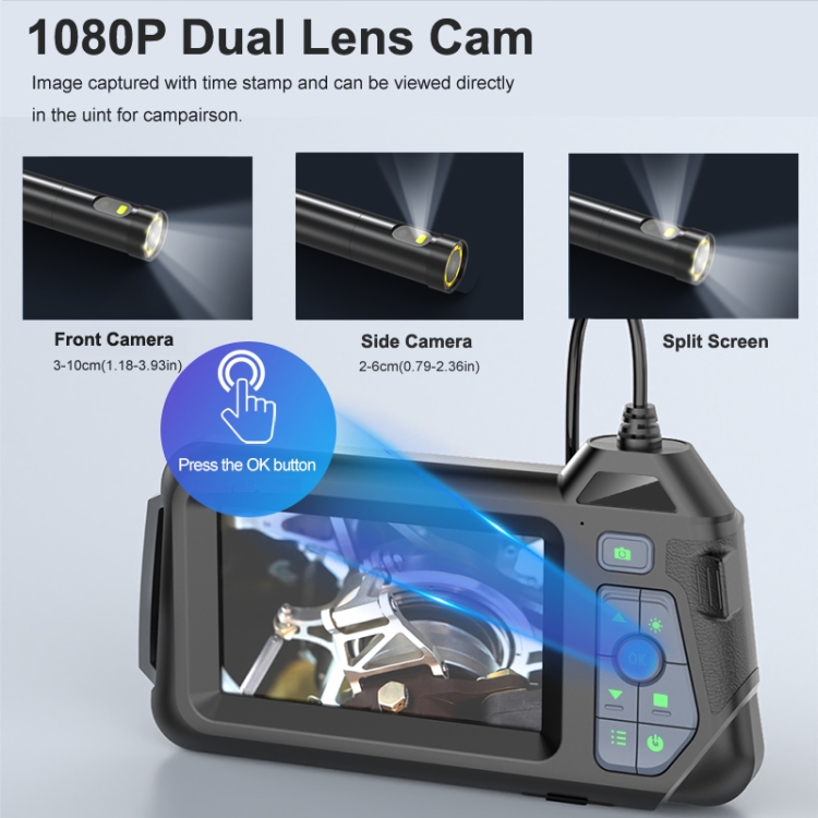 Handheld Endoscope Camera 1080P 8mm Triple & Dual Lens 5 inch