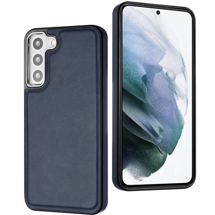 For Samsung Galaxy S23 Leather Texture Full Coverage Phone Case(Blue)