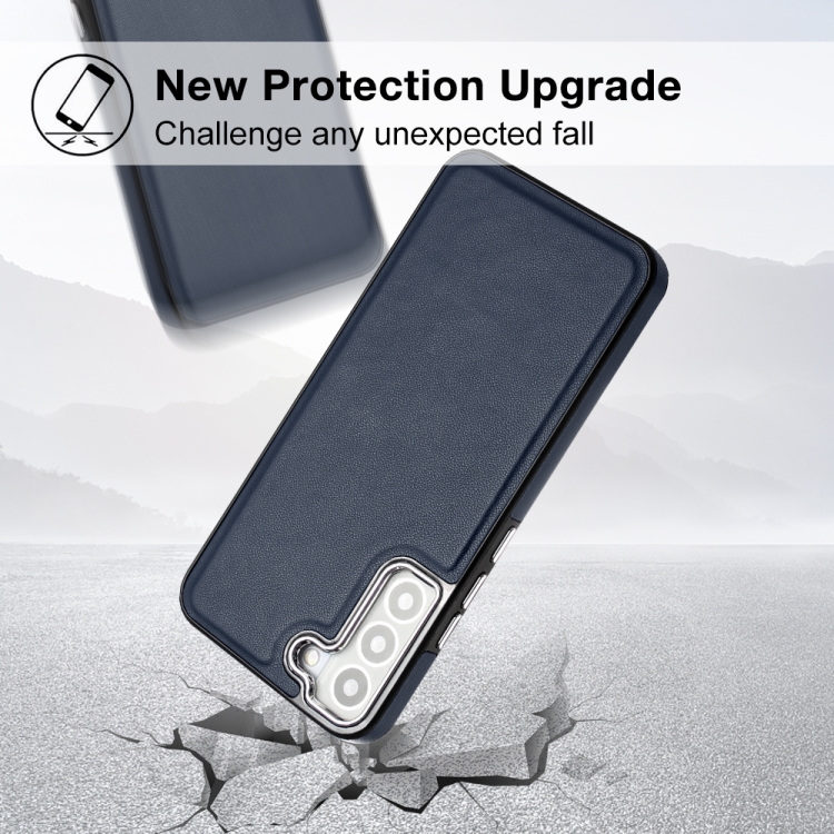 For Samsung Galaxy S23 Leather Texture Full Coverage Phone Case(Blue)