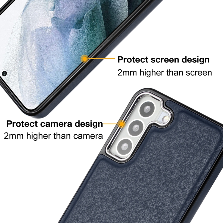 For Samsung Galaxy S23 Leather Texture Full Coverage Phone Case(Blue)