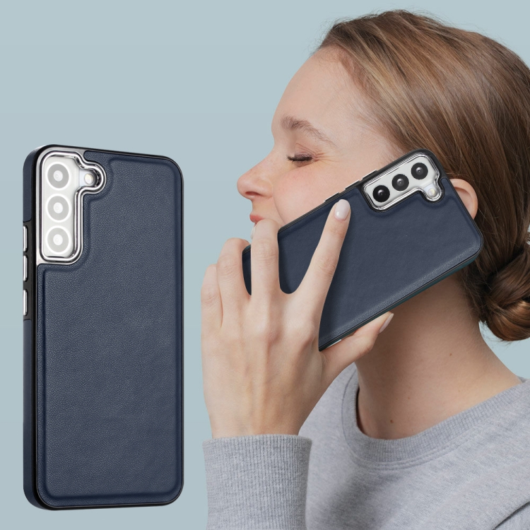 For Samsung Galaxy S23 Leather Texture Full Coverage Phone Case(Blue)