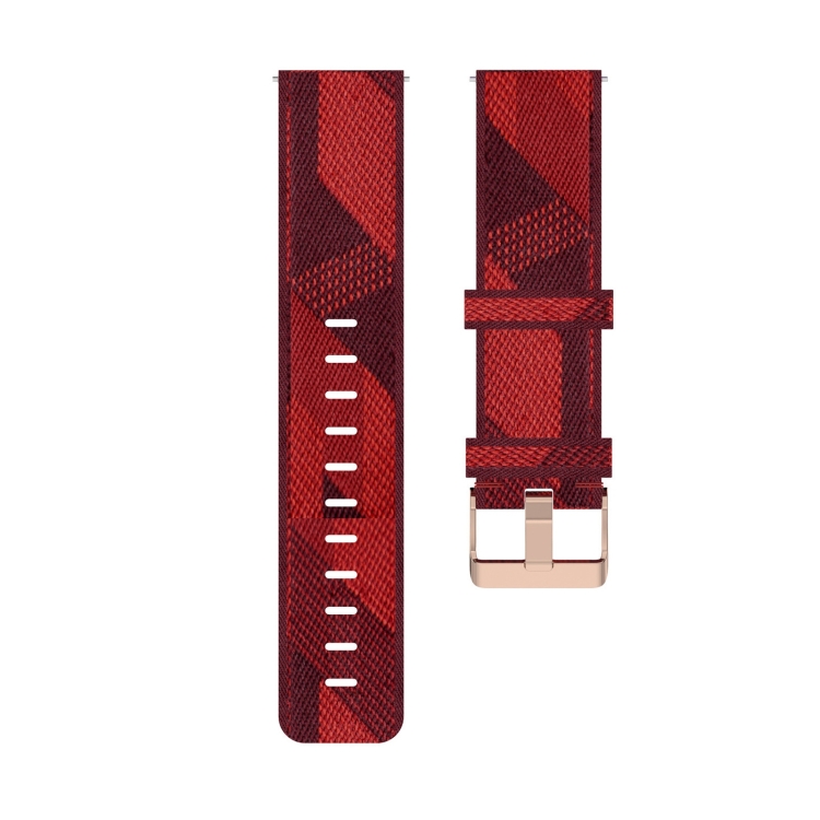 For Amazfit Bip Lite Version 1S / Bip S 20mm Nylon Denim Canvas Replacement Strap Watchband(Red Stripe) - 1