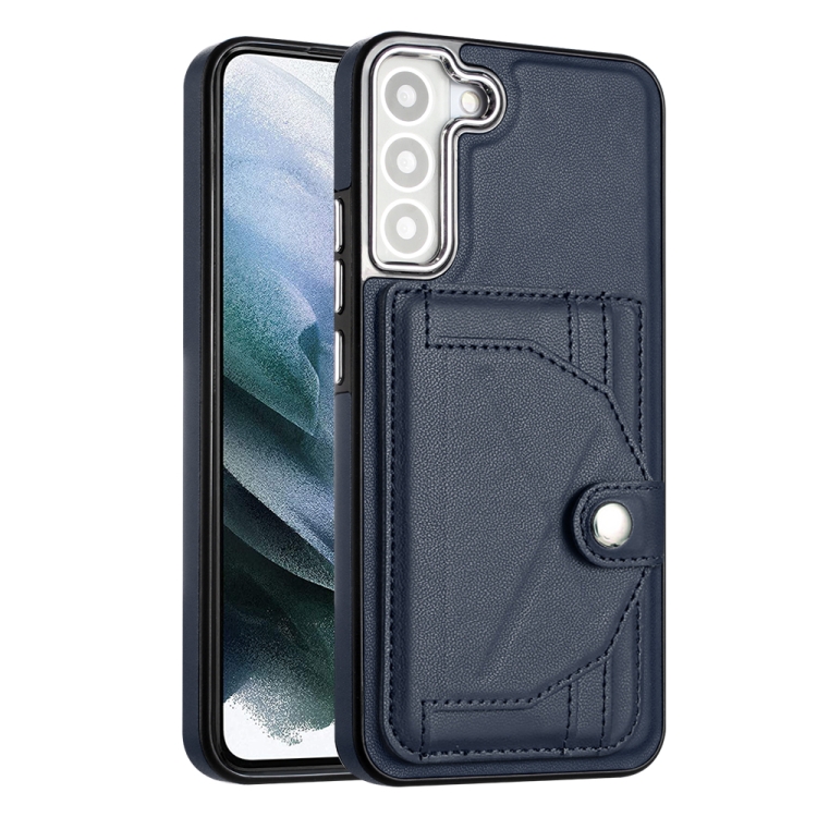 For Samsung Galaxy S22 5G Shockproof Leather Phone Case with Card Holder(Blue) For Samsung Galaxy S22 5G Shockproof Leather Phone Case with Card Holder(Blue)