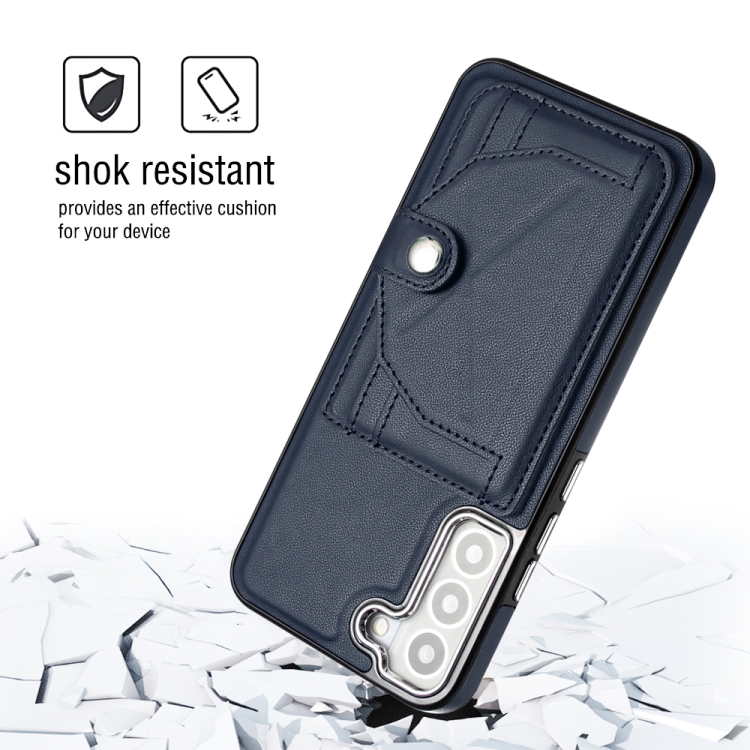 For Samsung Galaxy S22 5G Shockproof Leather Phone Case with Card Holder(Blue) For Samsung Galaxy S22 5G Shockproof Leather Phone Case with Card Holder(Blue)