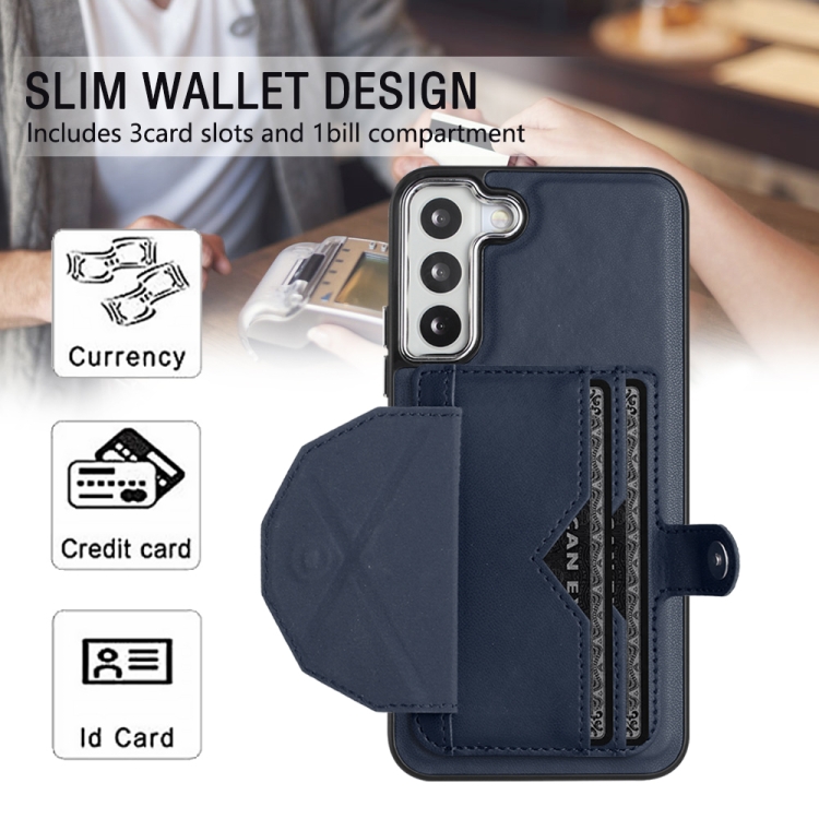 For Samsung Galaxy S22 5G Shockproof Leather Phone Case with Card Holder(Blue) For Samsung Galaxy S22 5G Shockproof Leather Phone Case with Card Holder(Blue)