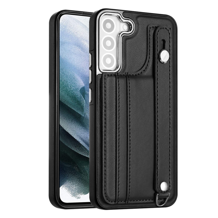 For Samsung Galaxy S22 5G Shockproof Leather Phone Case with Wrist Strap(Black) For Samsung Galaxy S22 5G Shockproof Leather Phone Case with Wrist Strap(Black)