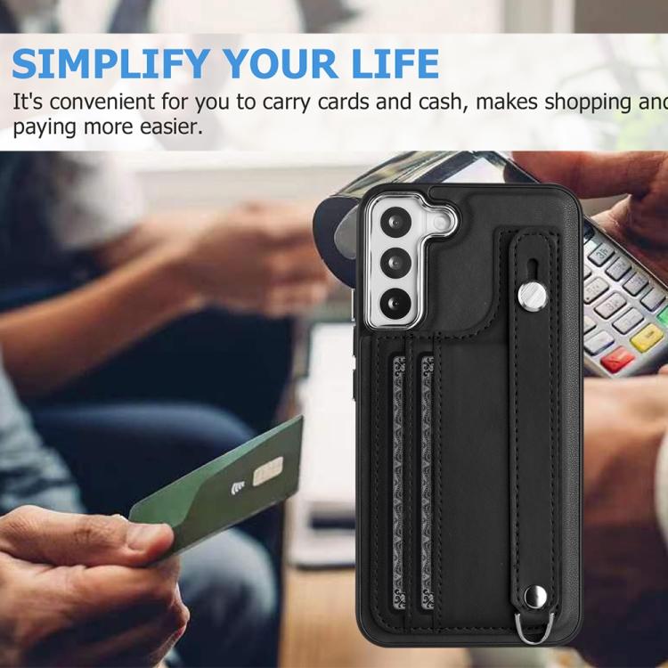 For Samsung Galaxy S22 5G Shockproof Leather Phone Case with Wrist Strap(Black) For Samsung Galaxy S22 5G Shockproof Leather Phone Case with Wrist Strap(Black)
