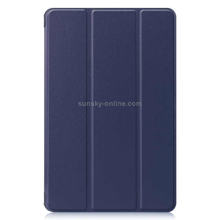 For Huawei MatePad 10.4 Custer Pattern Pure Color Tablet Horizontal Flip Leather Case with Three-folding Holder & Sleep / Wake-up Function(Dark Blue) - 1