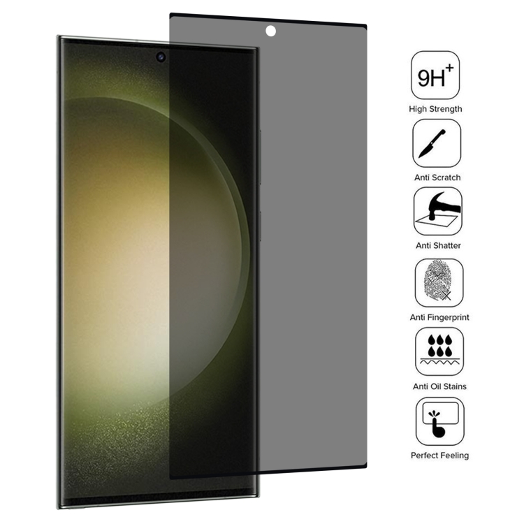 For Samsung Galaxy S23 Ultra 5G Ultrathin 3D Curved Edge Privacy Tempered Glass Film, Support Unlock