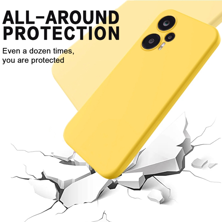 For Xiaomi Poco F5 5G Pure Color Liquid Silicone Shockproof Phone  Case(Yellow)