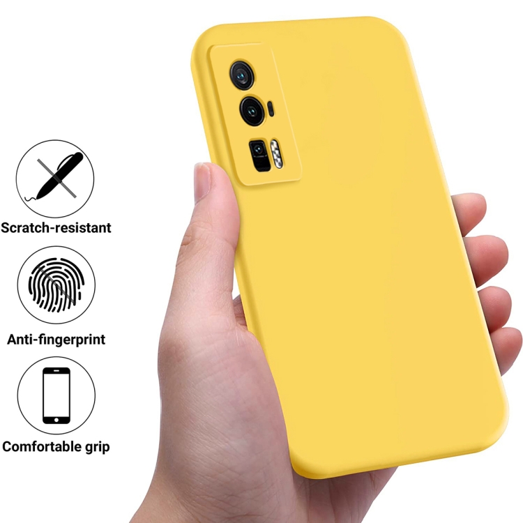 For Xiaomi Poco F5 5G Pure Color Liquid Silicone Shockproof Phone  Case(Yellow)