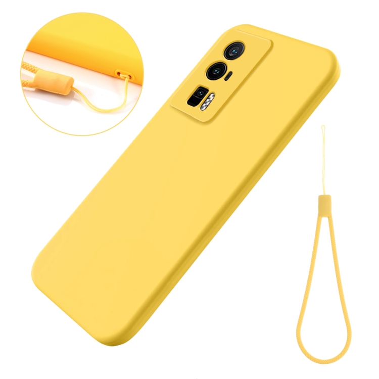 For Xiaomi Poco F5 5G Pure Color Liquid Silicone Shockproof Phone  Case(Yellow)