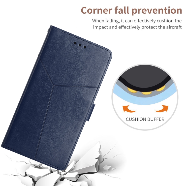 For iPhone 16 HT01 Y-shaped Pattern Flip Leather Phone Case(Blue) For iPhone 16 HT01 Y-shaped Pattern Flip Leather Phone Case(Blue)