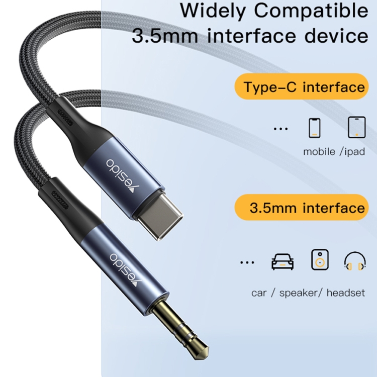 Yesido YAU36 Type-C to 3.5mm AUX Audio Adapter Cable(Black) - 7