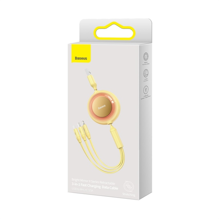 Baseus 3 in 1 USB to Type-C + 8 Pin + Micro USB Fast Charging Data Cable, Length: 1.1m(Yellow) Baseus 3 in 1 USB to Type-C + 8 Pin + Micro USB Fast Charging Data Cable, Length: 1.1m(Yellow)
