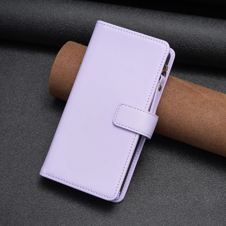 For iPhone 16 Pro 9 Card Slots Zipper Wallet Leather Flip Phone Case(Light Purple) For iPhone 16 Pro 9 Card Slots Zipper Wallet Leather Flip Phone Case(Light Purple)