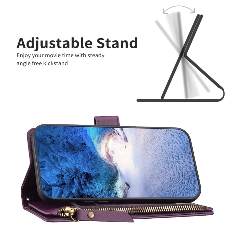 For iPhone 16 9 Card Slots Zipper Wallet Leather Flip Phone Case(Dark Purple) For iPhone 16 9 Card Slots Zipper Wallet Leather Flip Phone Case(Dark Purple)