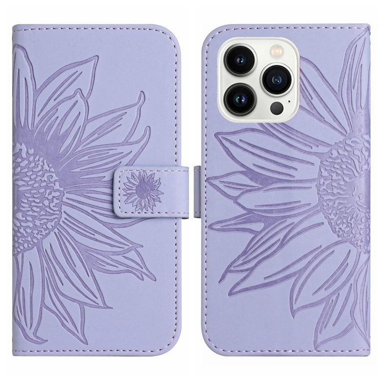 For Xiaomi Poco F5 Pro Skin Feel Sun Flower Embossed Flip Leather Phone  Case with Lanyard(