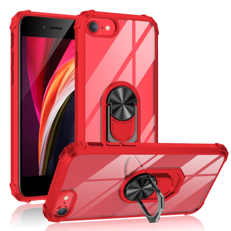 For iPhone SE 2022 / SE 2020 / 8 / 7 / 6 Shockproof Transparent TPU + Acrylic Protective Case with Ring Holder(Black) For iPhone SE 2022 / SE 2020 / 8 / 7 / 6 Shockproof Transparent TPU + Acrylic Protective Case with Ring Holder(Black)