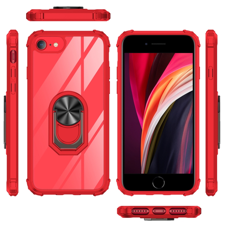 For iPhone SE 2022 / SE 2020 / 8 / 7 / 6 Shockproof Transparent TPU + Acrylic Protective Case with Ring Holder(Black) For iPhone SE 2022 / SE 2020 / 8 / 7 / 6 Shockproof Transparent TPU + Acrylic Protective Case with Ring Holder(Black)