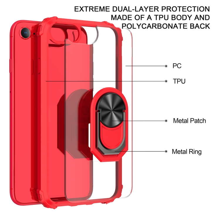 For iPhone SE 2022 / SE 2020 / 8 / 7 / 6 Shockproof Transparent TPU + Acrylic Protective Case with Ring Holder(Black) For iPhone SE 2022 / SE 2020 / 8 / 7 / 6 Shockproof Transparent TPU + Acrylic Protective Case with Ring Holder(Black)