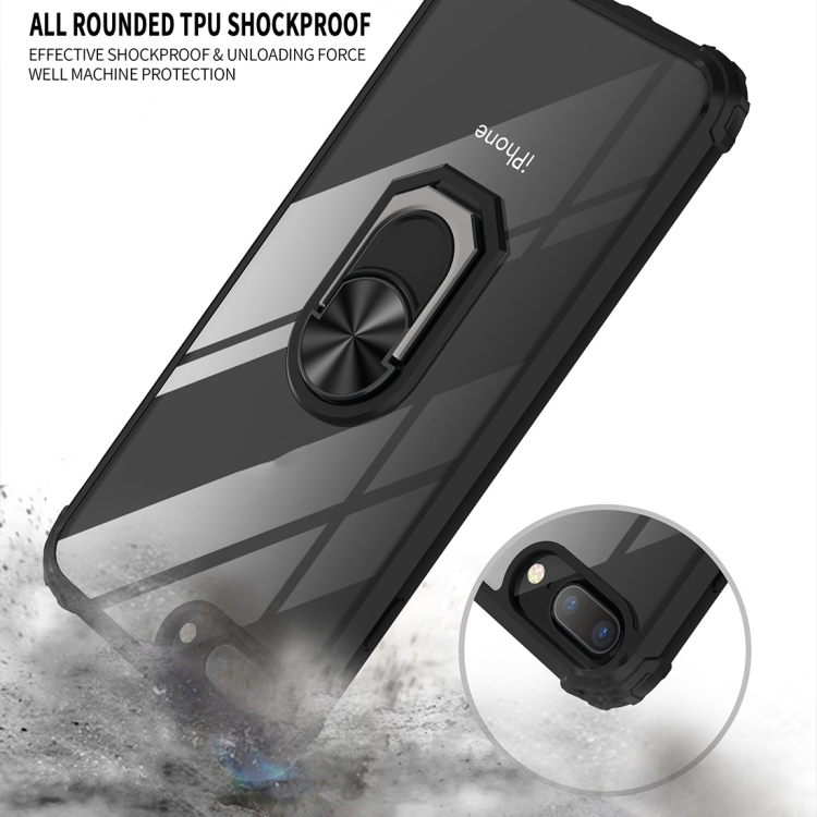 For iPhone 8 Plus / 7 Plus / 6 Plus Shockproof Transparent TPU + Acrylic Protective Case with Ring Holder(Black) - 6