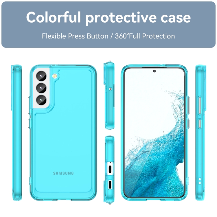 For Samsung Galaxy S22 5G Candy Series TPU Phone Case(Transparent Blue) For Samsung Galaxy S22 5G Candy Series TPU Phone Case(Transparent Blue)