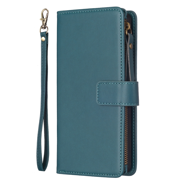 For Samsung Galaxy S23 5G 9 Card Slots Zipper Wallet Leather Flip Phone Case(Green) For Samsung Galaxy S23 5G 9 Card Slots Zipper Wallet Leather Flip Phone Case(Green)