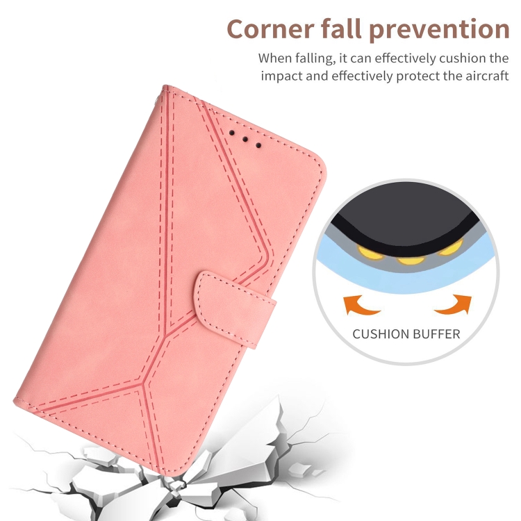 For iPhone 16 Plus Stitching Embossed Leather Phone Case(Pink) For iPhone 16 Plus Stitching Embossed Leather Phone Case(Pink)