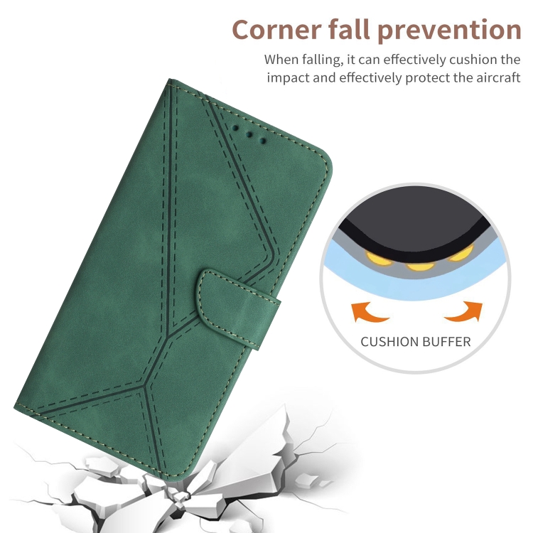 For iPhone 16 Stitching Embossed Leather Phone Case(Green) For iPhone 16 Stitching Embossed Leather Phone Case(Green)