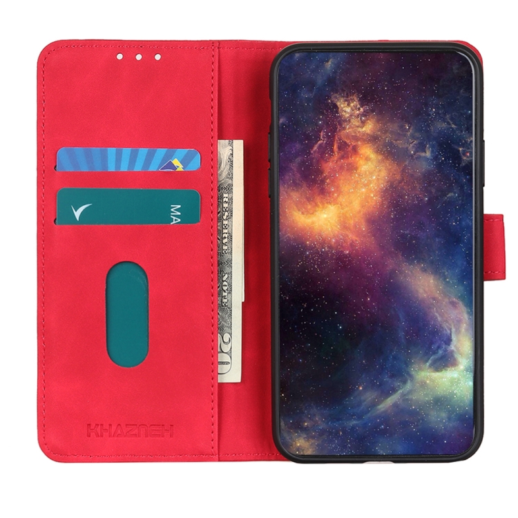 For Xiaomi Redmi Note 9S / Note 9 Pro / Note 9 Pro Max KHAZNEH Retro Texture PU + TPU Horizontal Flip Leather Case with Holder & Card Slots & Wallet(Red) - 3