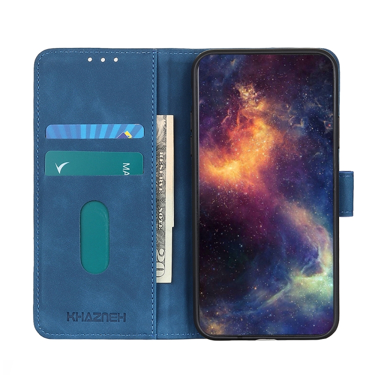 For Xiaomi Redmi Note 9S / Note 9 Pro / Note 9 Pro Max KHAZNEH Retro Texture PU + TPU Horizontal Flip Leather Case with Holder & Card Slots & Wallet(Blue) - 3