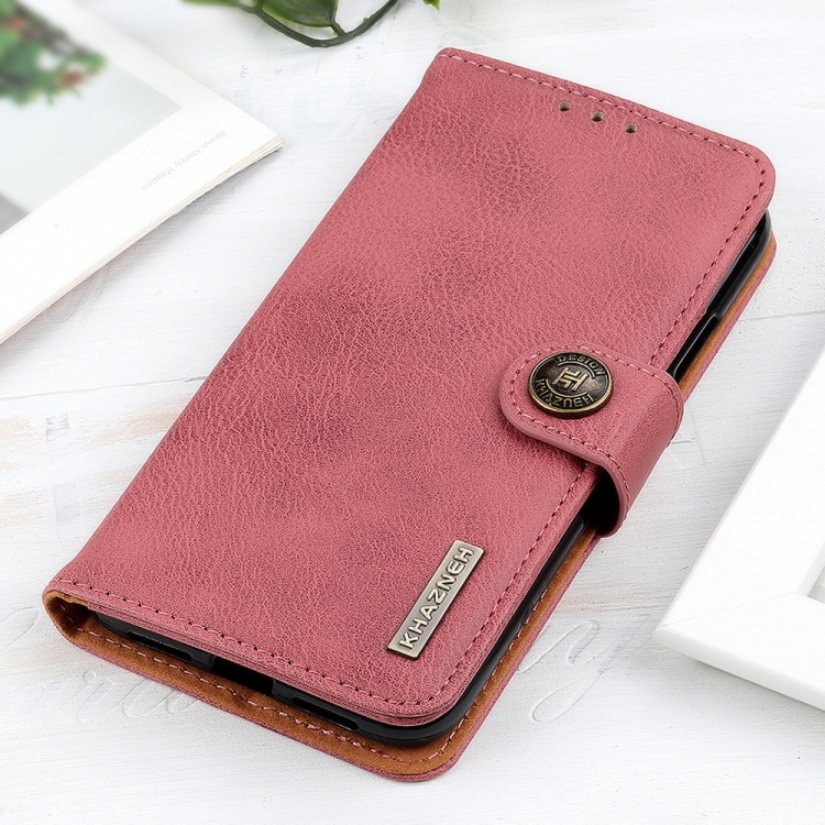 For iPhone 12 Pro Max KHAZNEH Cowhide Texture Horizontal Flip Leather Case with Holder & Card Slots & Wallet(Pink) - 1