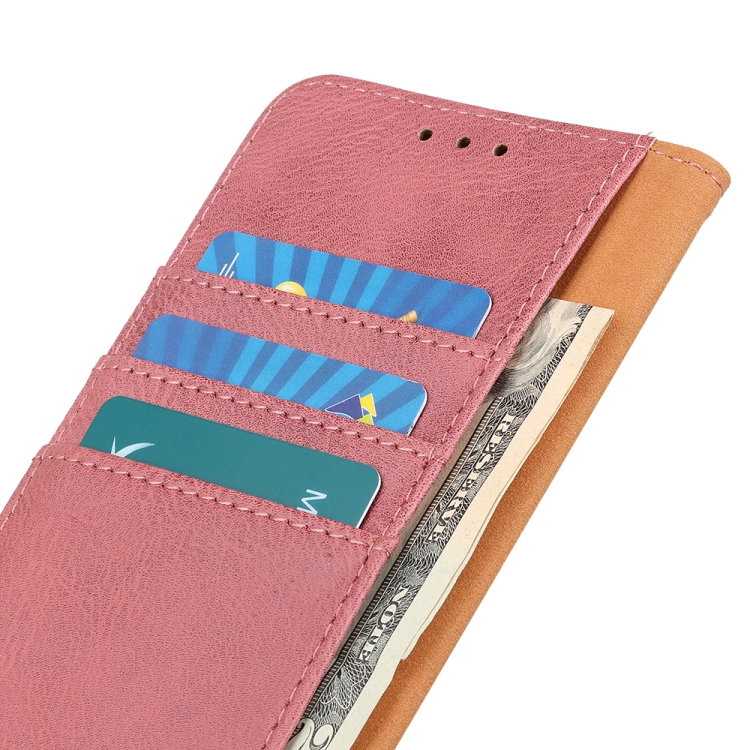 For iPhone 12 Pro Max KHAZNEH Cowhide Texture Horizontal Flip Leather Case with Holder & Card Slots & Wallet(Pink) - 5
