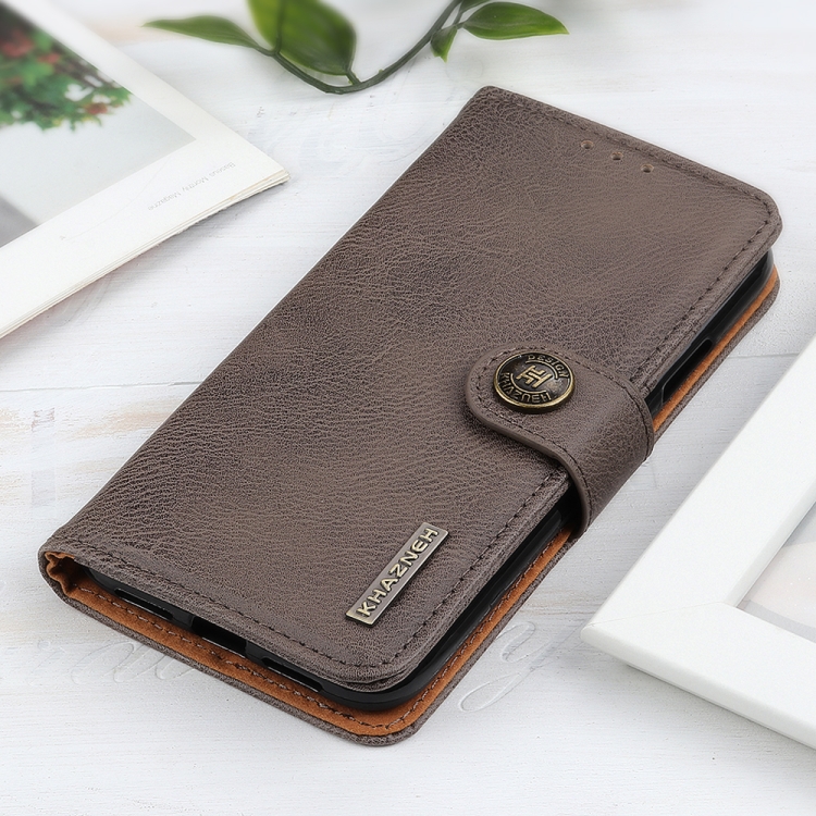 For LG Velvet KHAZNEH Cowhide Texture Horizontal Flip Leather Case with Holder & Card Slots & Wallet(Khaki) - 1