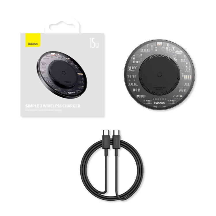 Baseus BS-W530 15W QI Fast Wireless Charger with USB-C / Type-C Cable(Black) Baseus BS-W530 15W QI Fast Wireless Charger with USB-C / Type-C Cable(Black)