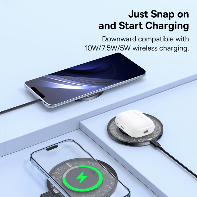 Baseus BS-W530 15W QI Fast Wireless Charger with USB-C / Type-C Cable(Black) Baseus BS-W530 15W QI Fast Wireless Charger with USB-C / Type-C Cable(Black)