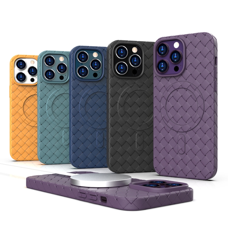 For iPhone 13 Pro Max Woven Pattern MagSafe Magnetic Cooling Phone Case(Orange)