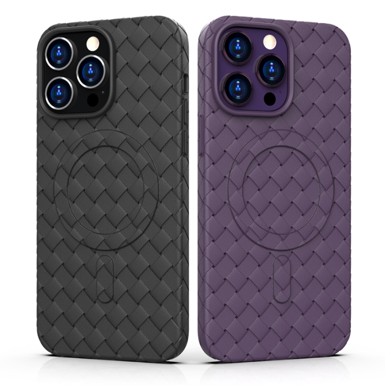 For iPhone 13 Pro Max Woven Pattern MagSafe Magnetic Cooling Phone Case(Orange)