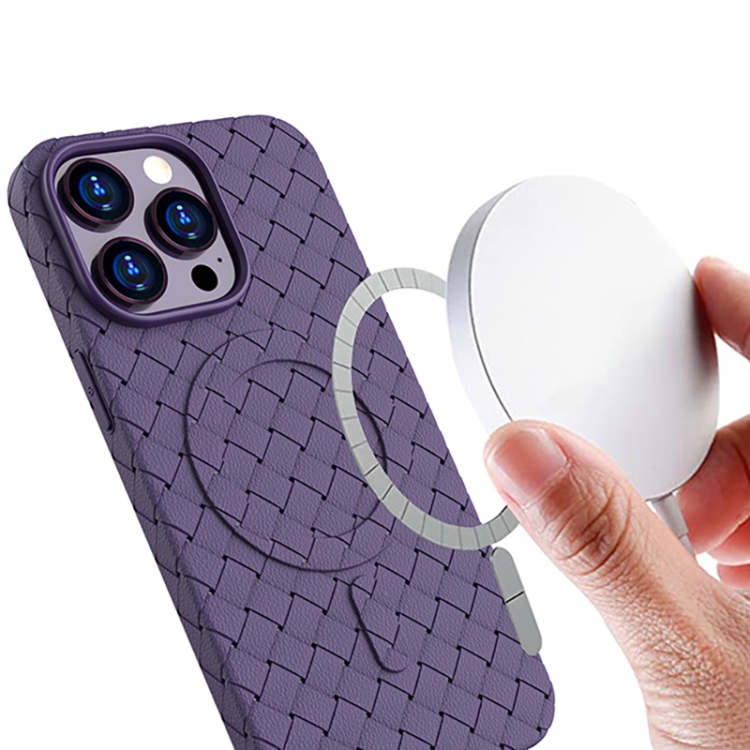 For iPhone 13 Pro Max Woven Pattern MagSafe Magnetic Cooling Phone Case(Orange)