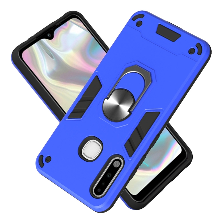 For Samsung Galaxy A70e 2 in 1 Armour Series PC + TPU Protective Case with Ring Holder(Dark Blue) - 1
